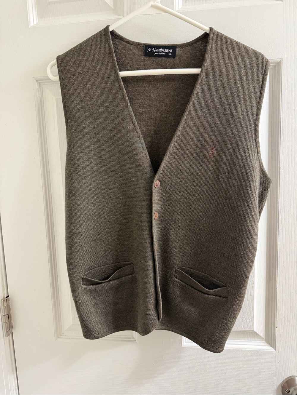 Vintage YSL Pour Homme Brown Knit Sweater Vest 95